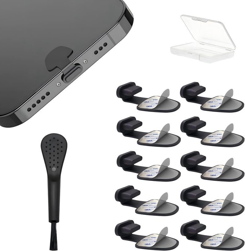 HUACAA Lightning Dust Plug for Charger Port Protects Charging Port Anti Dust Cover Anti-Lost Lightning Dust Plugs, 10-Pack (Lightning dust Cover/Black) - Image 1